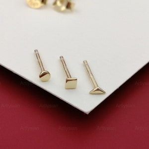 Tiny ear studs, Little stud earrings, Small ear studs, set of three earrings, triple earrings set, stacked earring set, multiple piercing