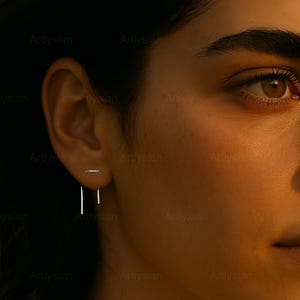Double piercing earring Two hole earrings Double ear piercing Multiple piercing earrings Ear Jacket Two hole earrings Threader earrings