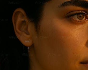 Double piercing earring Two hole earrings Double ear piercing Multiple piercing earrings Ear Jacket Two hole earrings Threader earrings