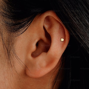 Cartilage earring Helix earring Helix piercing Cartilage piercing Square stud Cartilage earring stud cartilage stud earring stud hex jewelry