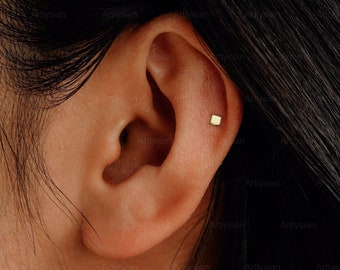 Cartilage earring Helix piercing Tiny cartilage stud Helix earring Cartilage earring stud Piercing helix stud Tiny stud earrings square