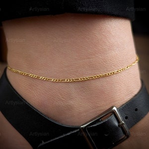 Gold Figaro chain anklet, Figaro anklet, figaro ankle bracelet, layered anklet, dainty gold anklet, gold filled anklet, minimalist anklet