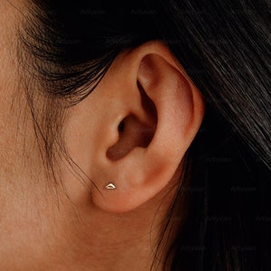 Tiny Sterling Silver Triangle Stud Earrings: Minimalist Geometric Jewelry