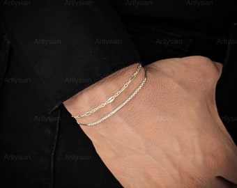 Chain bracelets for women, Chain bracelets silver, Thin bracelets chains, sterling silver 925 bracelet , bracelet set stack, ladies bracelet