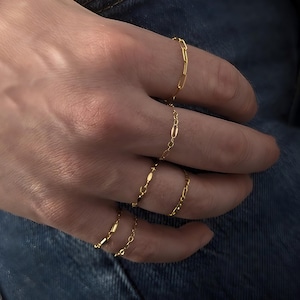 Stacking Rings Gold Fill 14k, Paperclip Chain Ring, Chain Water Resistant rings, Thin Stackable Rings Bulk, Anti-tarnish Rings, Gold rings