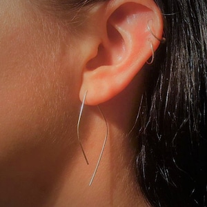 Pendientes de arco Pendientes minimalistas Pendientes de aro abierto Pendientes de arco enhebradores Pendientes minimalistas Pendientes de arco de plata Pendientes delicados Pendientes sencillos