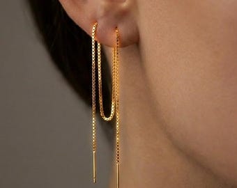 Silver/Gold Long Chain Earrings Threader Piercing Chain Ear Jewelry Helix to Lobe Chain Multi Piercing Chains Dangle Drop - PROMO PRICE