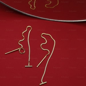 Boucles d'oreilles enfile-barre Boucles d'oreilles chaîne Cartilage d'oreilles chaîne Boucle d'oreille enfileur Boucle d'oreille minimaliste Double piercing Boucles d'oreilles deux trous hélice image 8