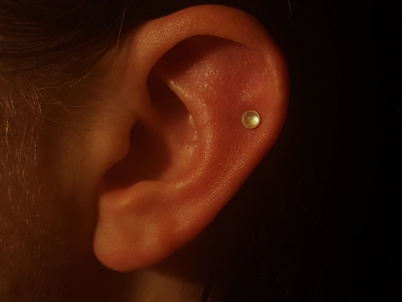 Cartilage earring Helix piercing Moonstone earrings Tiny stud earrings Cartilage piercing Helix Moon earrings Helix earring Moon phase Hex