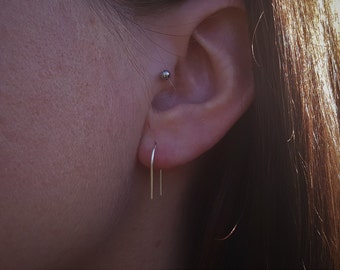 Tiny Arc earring Bar earrings Open hoop earrings Line earrings Minimalist earring Loop earrings Staple earrings Line earrings Horseshoe