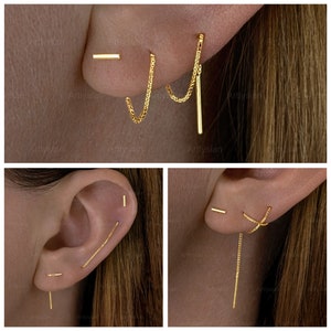 Helix chain earring, Helix to lobe chain, Piercing chain, Jewelry chain, helix piercing jewelry, unique, Dainty helix, Gold helix Artlysian