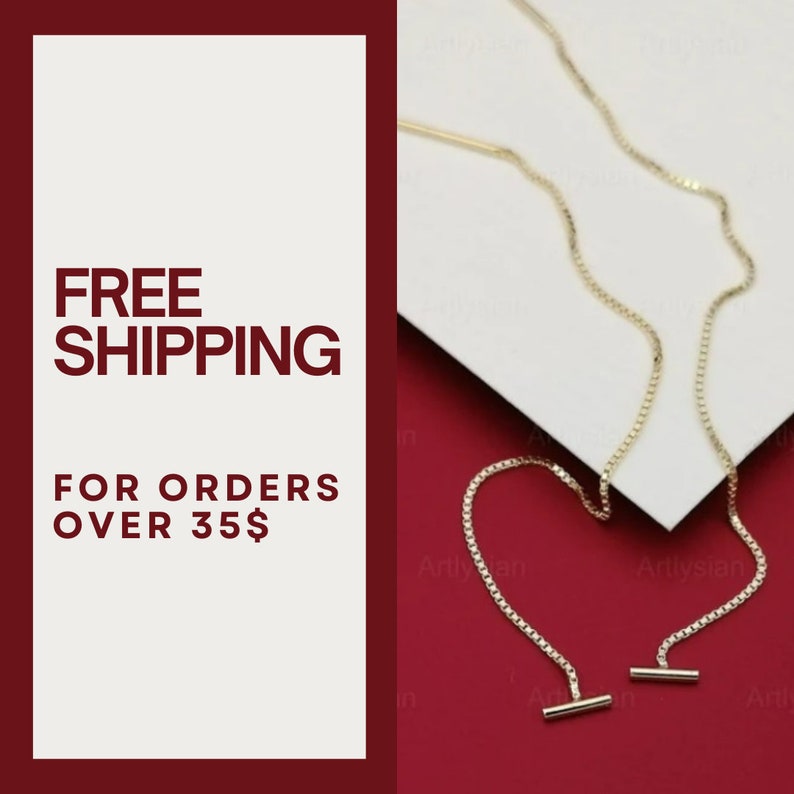 Threader earrings bar Chain earrings cartilage chain earrings Threader earring Minimalist earring Double piercing Two hole earrings helix image 4