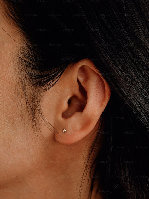 Ball Tiny Earrings Cartilage Earring Helix Earrings Helix Earring Stud  Silver Cartilage Helix Piercing Cartilage Piercing Hex Earring Stud 
