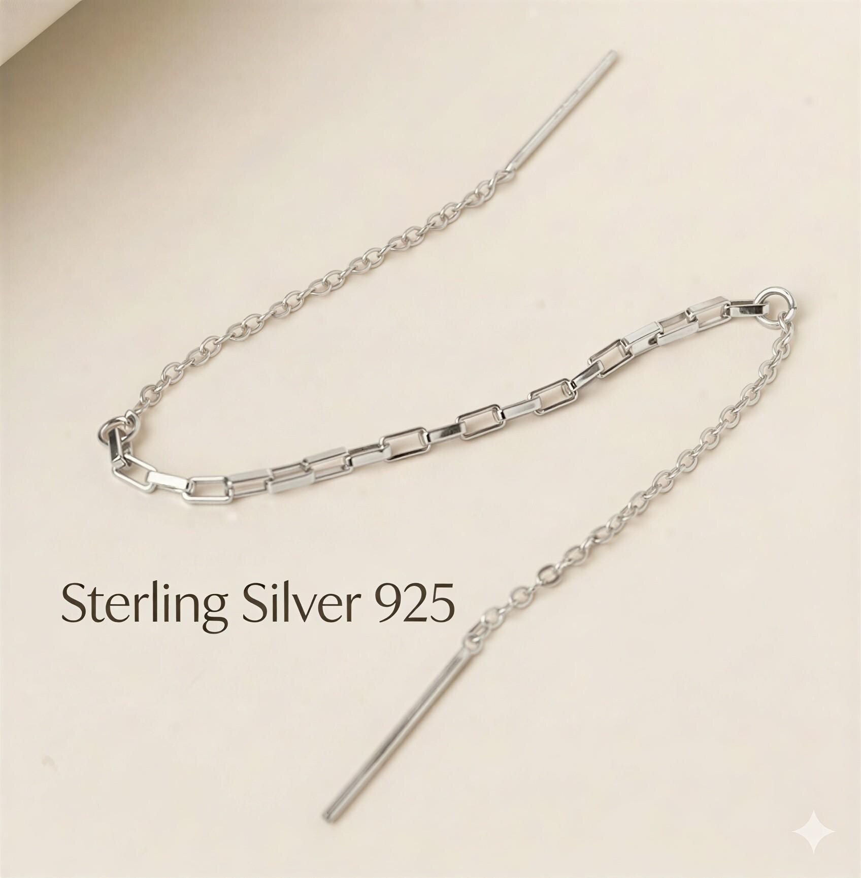 Double Piercing Chain Earring Gold, Helix to Lobe Chain, Threader Ear ...