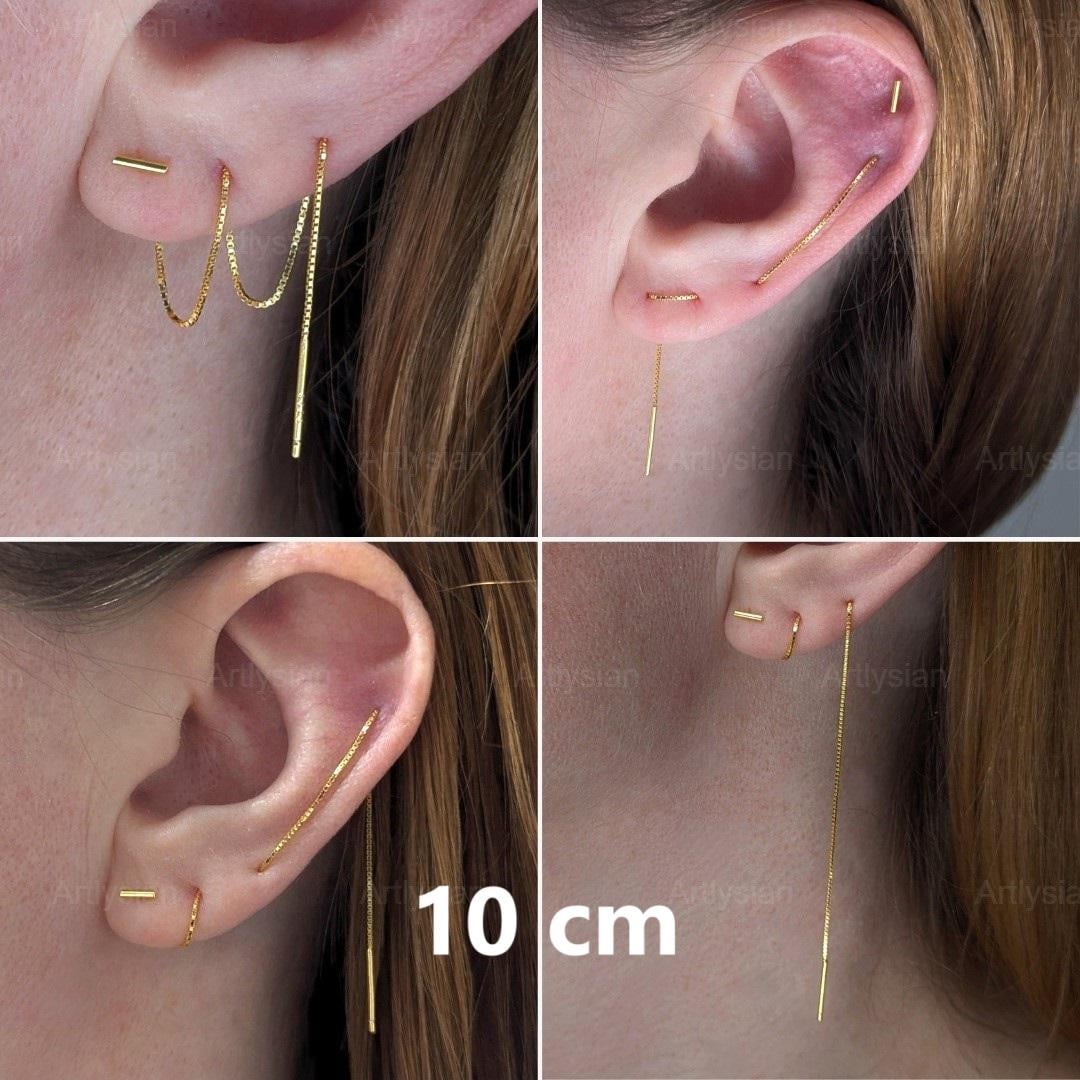 Set 3 Paia Orecchini In Argento 925 Placcati Oro 14K - Cerchi E Fiori Ipoallergenici Per Multipli Piercing E Trago