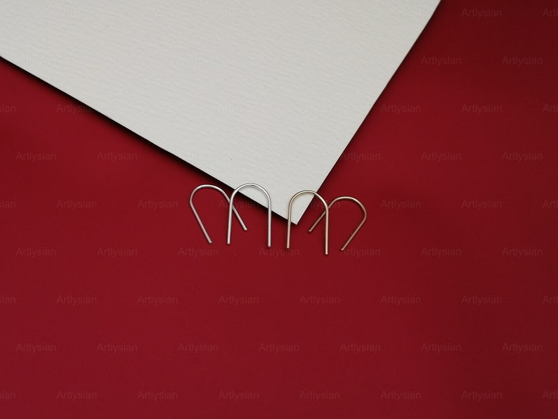 Tiny Arc earring Bar earrings Open hoop earrings Line earrings Minimalist earring Loop earrings Staple earrings Line earrings Horseshoe image 2