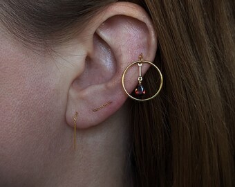 Helix chain earring, Helix to lobe chain helix jewelry chain double helix earring Helix piercing jewelry Forward helix Stylist cartilage hex
