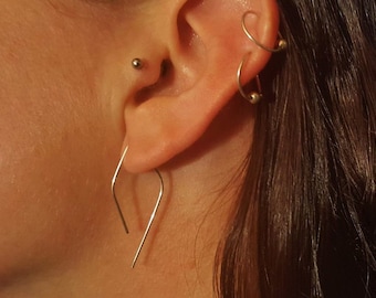 Arc earrings Minimalist earrings Open hoop earrings Arc ear threaders Minimal earrings Silver arc earrings Dainty earrings Simple earrings