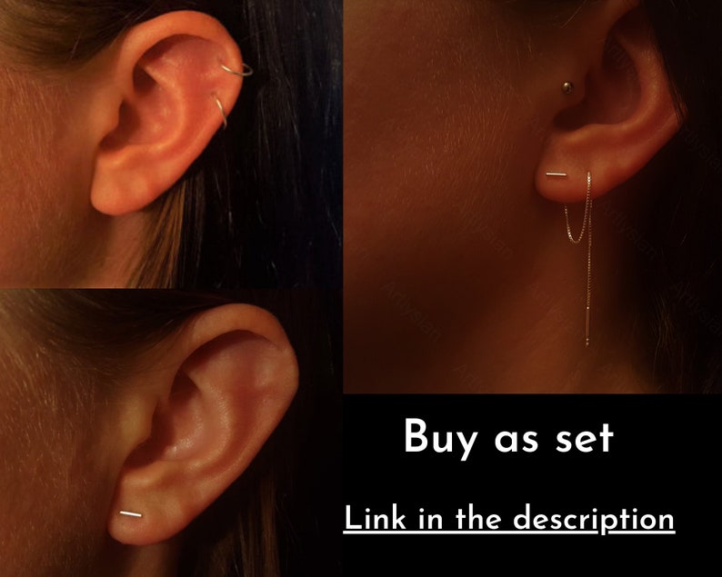 Threader Earrings Bar Chain Earrings Cartilage Chain Earrings Etsy UK