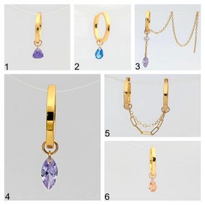 Gold Hoop Earrings for Double Piercings, Multiple Hoop Earrings Chain Connected Double  piercing, gold earring sets for multiple piercings