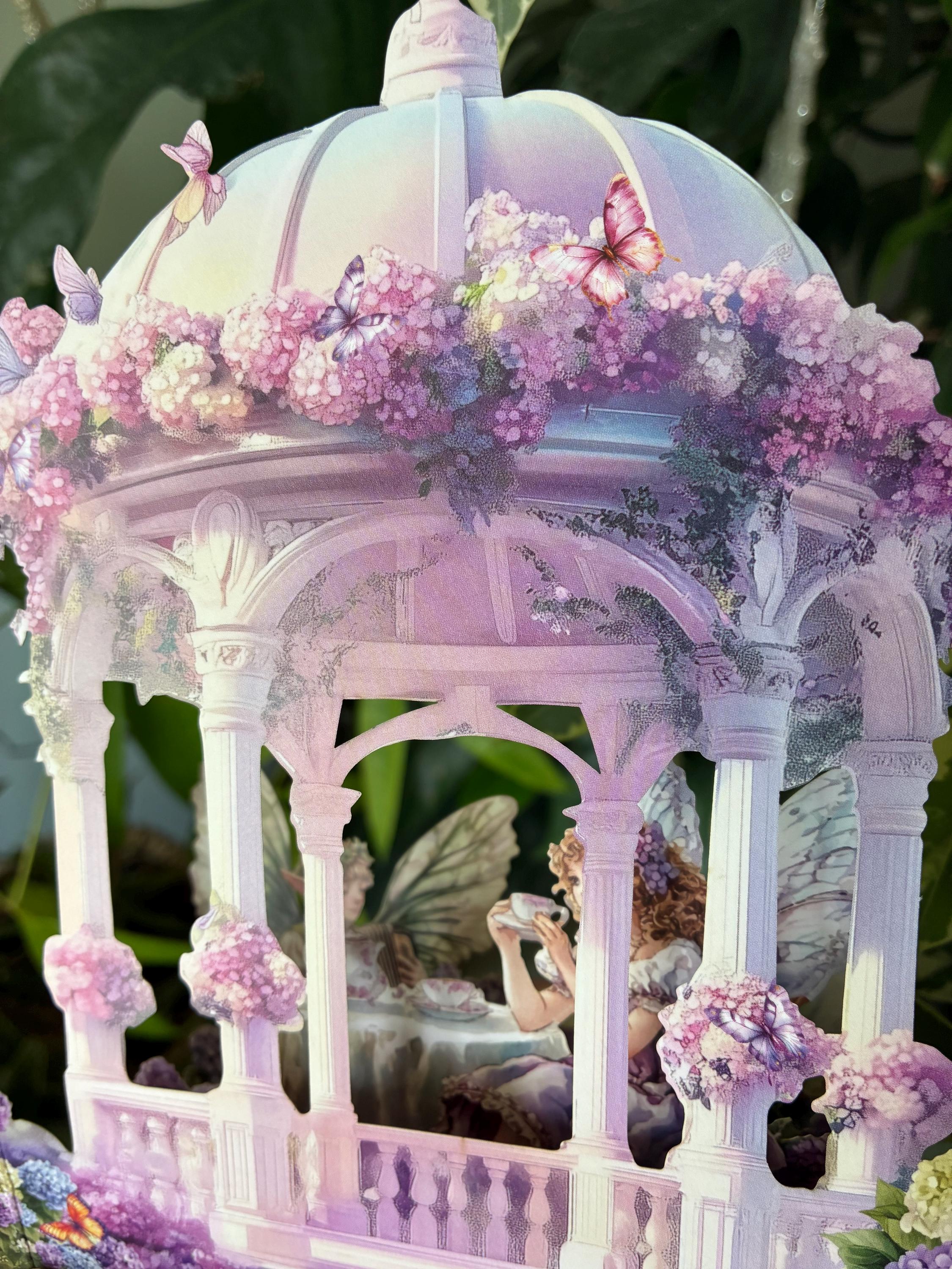 Super Cute 3D Pop-up Fairy Garden Tea Party - Greeting Card & Envelope ...