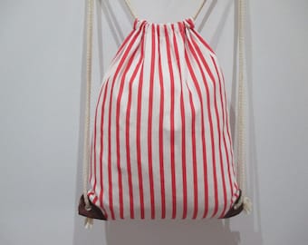 Backpack fabric striped bag backpack, trend, adult, teen or children.