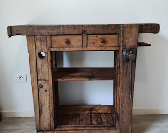 Etabli de menuisier ancien en bois