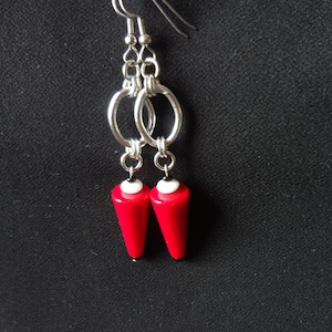 Mod Earrings in Italian Lucite with 80&#39;s Silver tone Chain