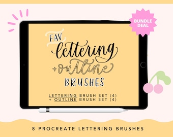 Ensemble de pinceaux de lettrage Procreate : pinceaux de calligraphie et de contour (téléchargement numérique)