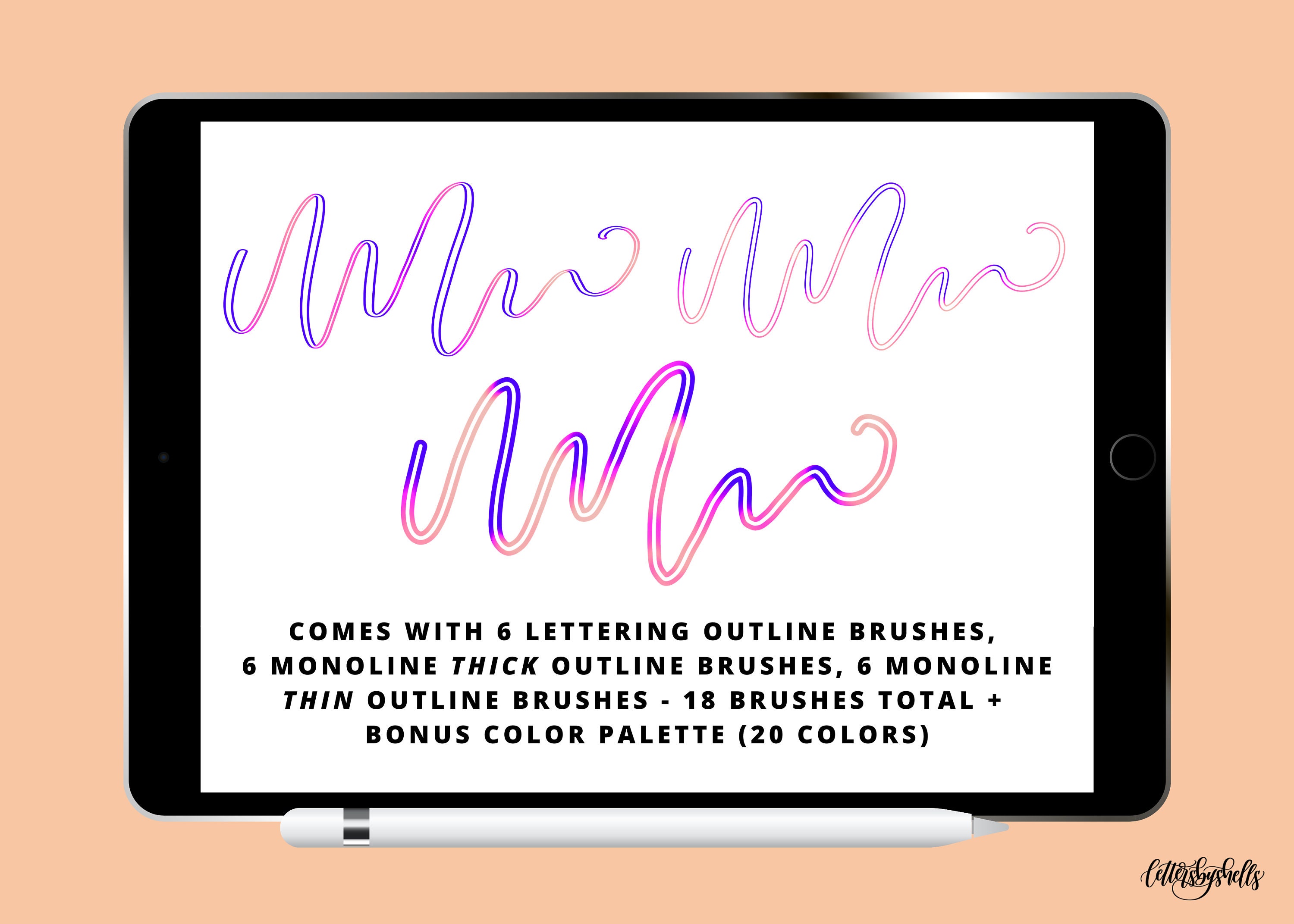 Procreate Mood Changing Monoline Lettering Outline Brushes - Etsy