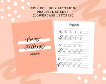 Loopy Lettering Practice Sheets | DIGITAL DOWNLOAD | Practice Sheets | Modern Brush Lettering | Learn Lettering | Loopy Lettering