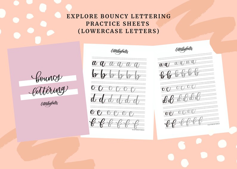Bouncing Letters Shape Worksheet Beginner Bouncy Lettering Practice Sheets, Hand Lettering Guide, Modern ...