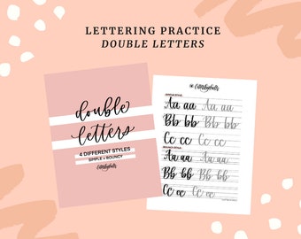 Lettering Practice | Double Letters | Practice Sheets | Explore your style | DIGITAL DOWNLOAD | Modern Brush Lettering | Modern Calligraphy