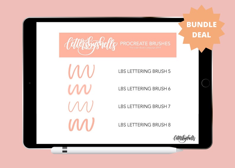 8 Brush Pack, iPad Lettering Essentials, Modern Calligraphy & Lettering, Illustration Brushes for Procreate image 3
