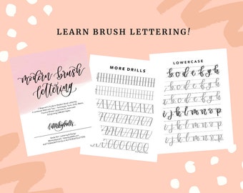 Learn Modern Brush Lettering Beginner's Guide | DIGITAL DOWNLOAD | Workbook | Modern Calligraphy | Practice Sheets | iPad Lettering Practice