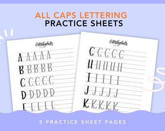 Feuilles d'exercices en majuscules, feuilles de calcul imprimables pour le lettrage, téléchargement numérique, lettrage à la main, modèle de feuille de calcul