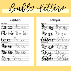 Double Letters Practice Sheets, Digital Download, Lettering for ...