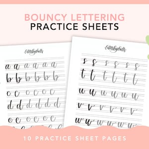 Beginner Bouncy Lettering Practice Sheets, Hand Lettering Guide, Modern Calligraphy, Digital Download