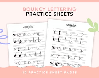 Feuilles d'entraînement au lettrage gonflable pour débutant, guide de lettrage à la main, calligraphie moderne, téléchargement numérique