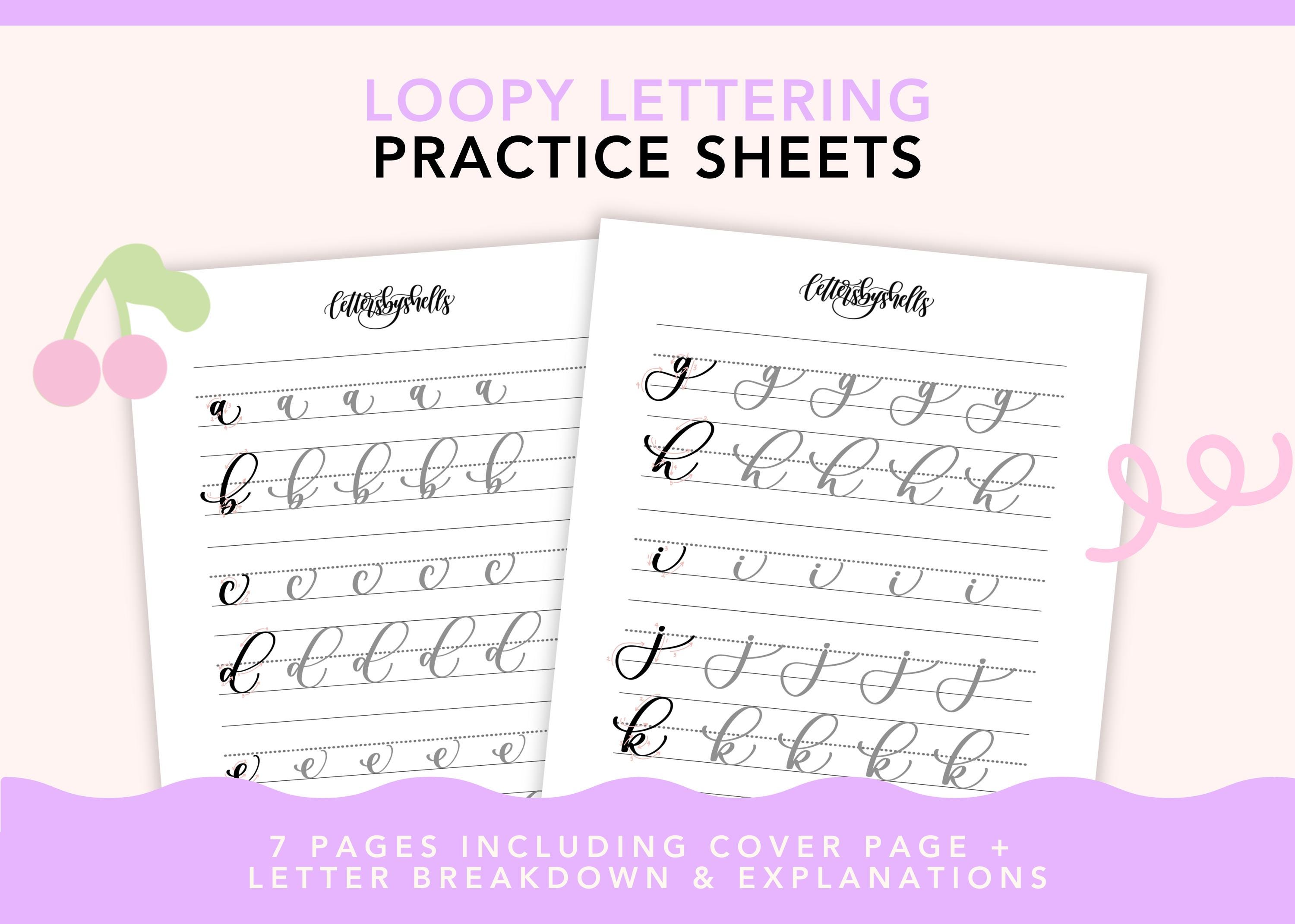 Loop Lettering Edit Loopy Lettering Practice, Modern Calligraphy Sheets, Digital Download ...
