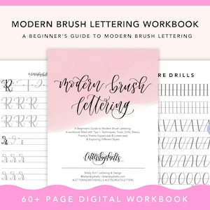 Beginner&#39;s Guide to Modern Brush Lettering, Brush Calligraphy Guide, Hand Lettering Tutorial, Digital Download, Calligraphy for Beginners