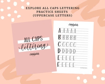 All Caps Lettering Practice Sheets | DIGITAL DOWNLOAD | Practice Sheets | Modern Lettering | Learn Lettering | Uppercase letters