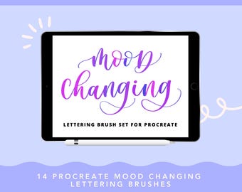 14 pinceaux Procreate, outils de calligraphie, lettrage, calligraphie moderne, palette de couleurs, téléchargement numérique
