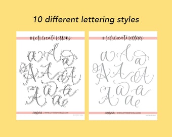 10 Different Lettering Styles | DIGITAL DOWNLOAD | iPad Lettering | Modern Brush Lettering | Calligraphy Letter | Script Lettering Practice