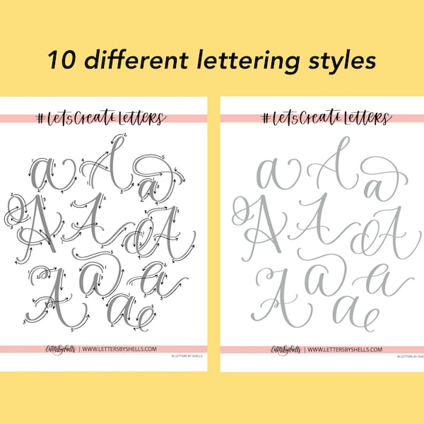 10 Different Lettering Styles | DIGITAL DOWNLOAD | iPad Lettering | Modern Brush Lettering | Calligraphy Letter | Script Lettering Practice