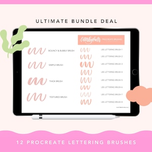 12 pinceaux à lettrage Procreate, ensemble d&#39;illustrations et de lettrage, calligraphie pour iPad, lettrage à la main moderne, outils de procréation