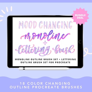 Mood Changing Procreate Brushes: Monoline & Lettering Outlines (Digital Download)