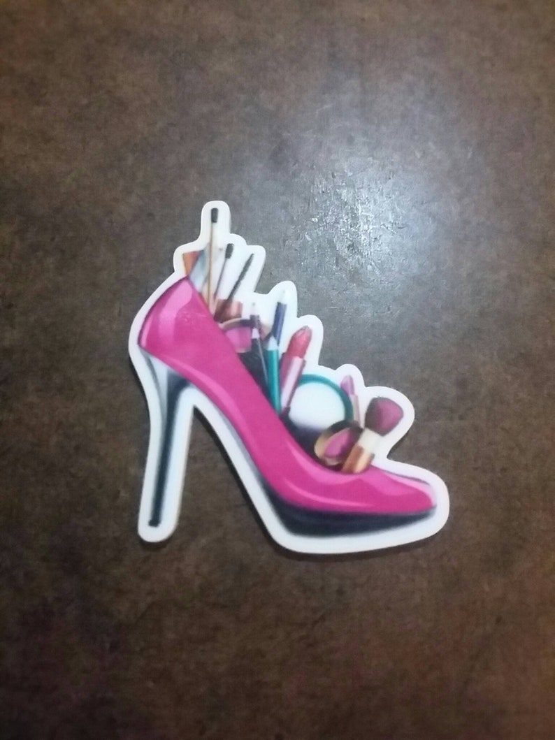 1 Pc Pink Heels Shoes and Make Up Flatback Cabochon Resin Planar for Phone Case Decoration Scrapbooking etc 38\u00d733mm Heels and Make Up