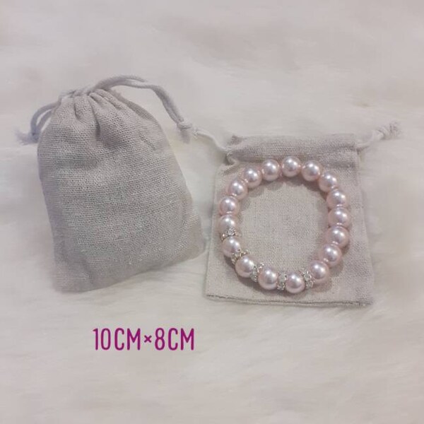 1 Or 5 Pcs/Pack Drawstring Natural Burlap Gift Bags, Jewelry Bags, Jewelry Bags Pouches, Candy Bag, Party Gift Bags, 10cm×8cm Keelaubeadz