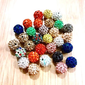 10 Pcs/Pack Grade A 10mm Polymer Clay Pave Rhinestones Beads, Disco Ball Pave Beads, Disco Clay Beads, Round Disco Ball Beads, Mixed Beads